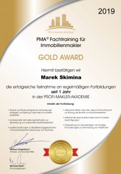 Marek Skimina Gold Award Profi-Makler-Akademie 2019